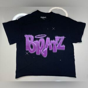 Bratz Short Sleeve Graphic Tee in Black with Purple Logo